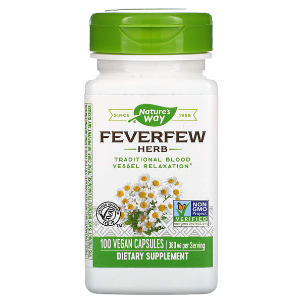 Nature's Way‏, עשב בן-החרצית (Feverfew),‏ 380 מ"ג, 100 כמוסות צמחיות