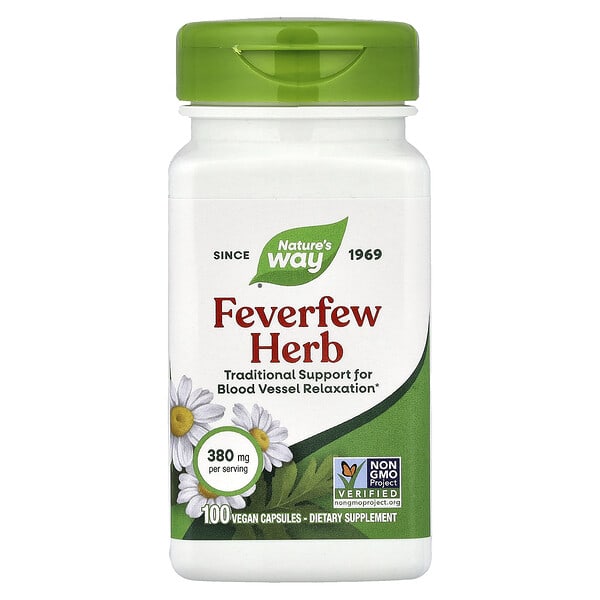 Feverfew Herb, 380 mg, 100 Vegan Capsules