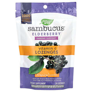 Nature's Way, Sambucus Elderberry, Holunder, Vitamin-C-Lutschtabletten, Tropischer Geschmack, 24 Lutschtabletten