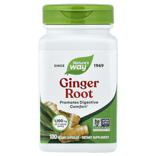 Nature's Way, Raíz de jengibre, 1100 mg, 100 cápsulas veganas (550 mg por porción)