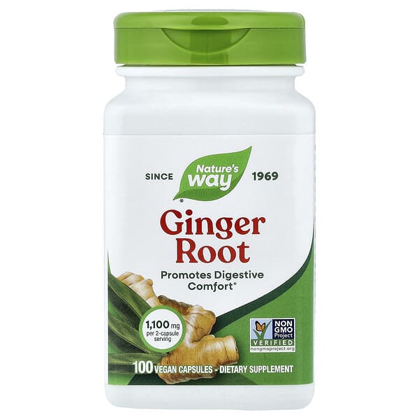 Ginger Root, 100 Vegan Capsules (550 mg per Capsule)