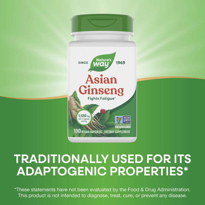 Asian Ginseng, 100 Vegan Capsules (560 mg per Capsule)