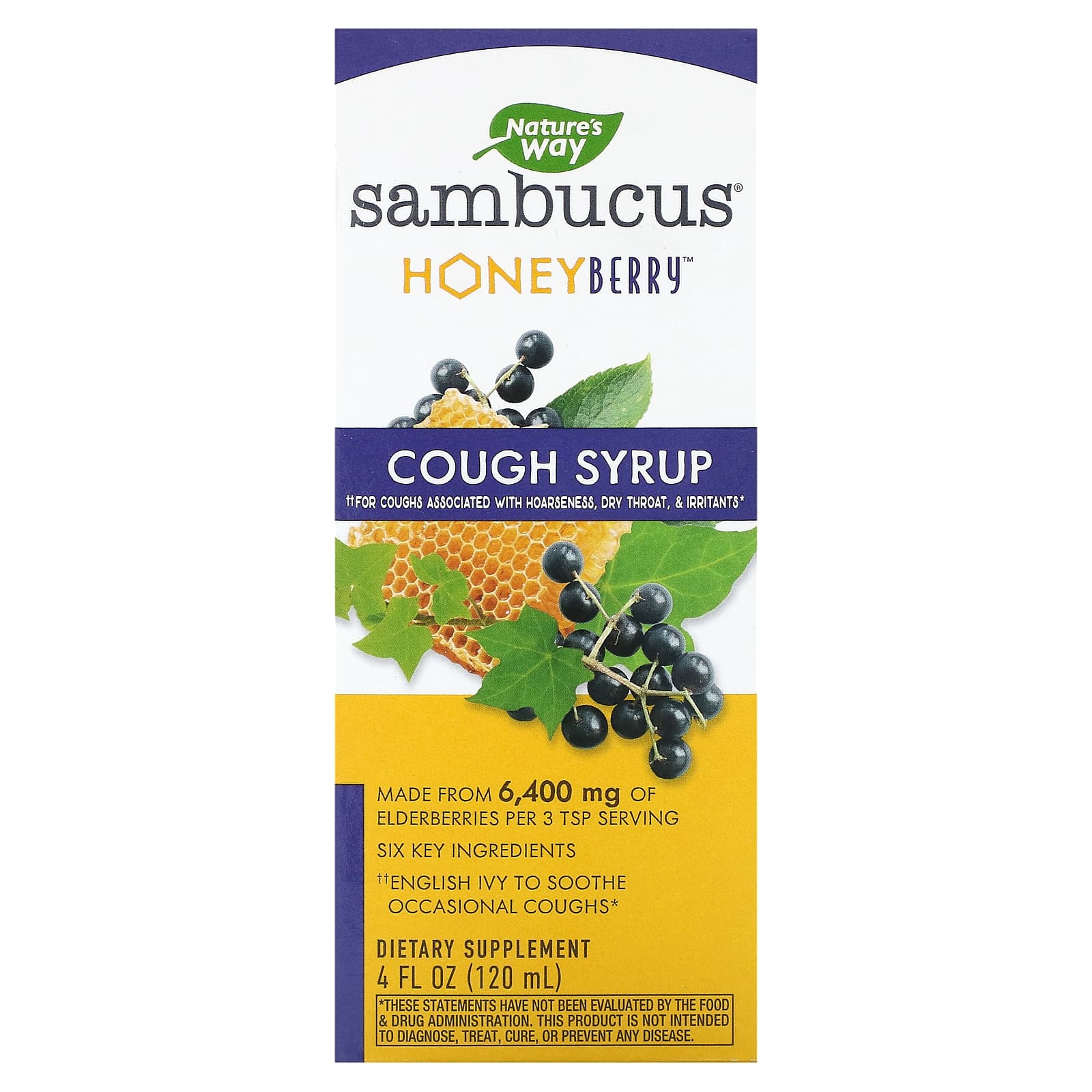 Nature S Way Sambucus Cough Syrup Honeyberry 4 Fl Oz 120 Ml