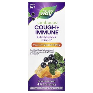 Nature's Way, Sambucus®, Cough + Immune, Elderberry Syrup, Ages 14+, 4 fl oz (120 ml)