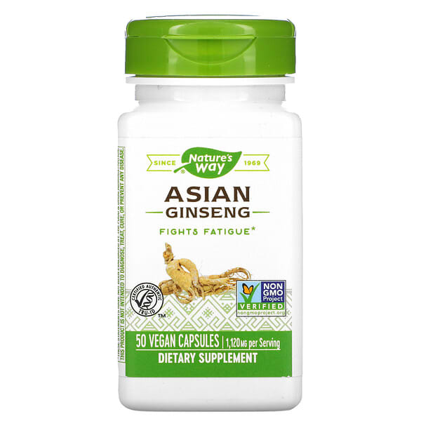 Nature's Way, Asian Ginseng, 1,120 mg, 50 Vegan Capsules (560 mg per Capsule)