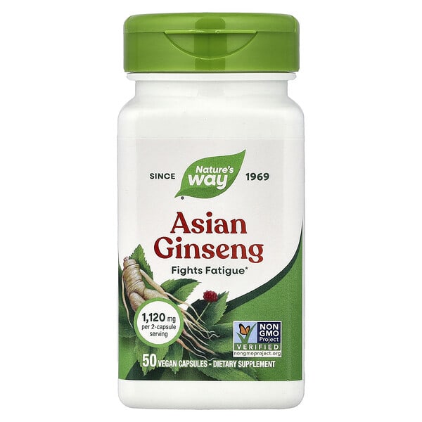 Asian Ginseng, 50 Vegan Capsules (560 mg per Capsule)
