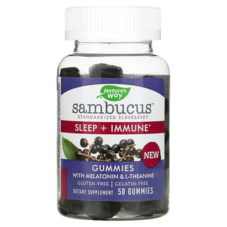 Nature's Way, Sambucus, Sleep + Immune con melatonina y L-teanina, 50 gomitas