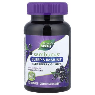 Nature's Way, Sambucus®, Gomitas de saúco con melatonina, vitamina C y zinc para favorecer el sueño y la inmunidad, 50 gomitas