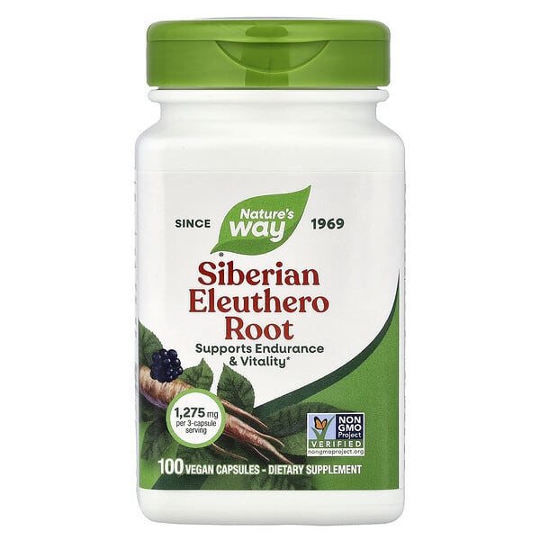 Siberian Eleuthero Root, 100 Vegan Capsules (425 mg per Capsule)
