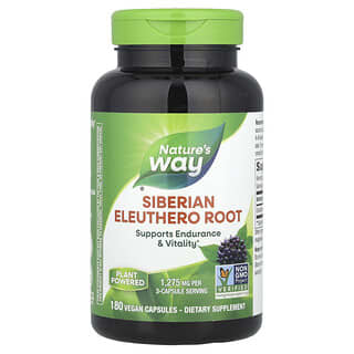 Nature's Way, Eleuthero siberiano, raíz, 425 mg, 180 cápsulas veganas