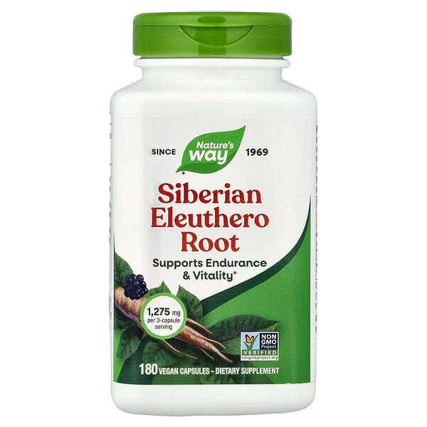 Siberian Eleuthero Root, 180 Vegan Capsules (425 mg per Capsule)