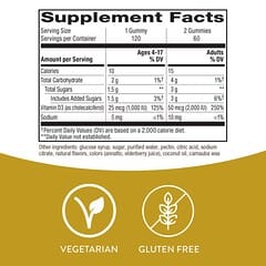 Nature's Way, Vitamin D3 Gummies, Mixed Fruit, 50 mcg (2,000 IU), 120 Gummies