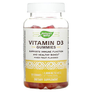 Nature's Way, Gomitas de vitamina D3, Frutas mixtas, 50 mcg (2000 UI), 120 gomitas