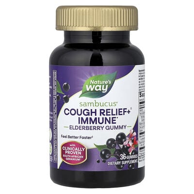 Nature's Way, Sambucus® Cough Relief + Immune Elderberry Gummy, 36 Gummies