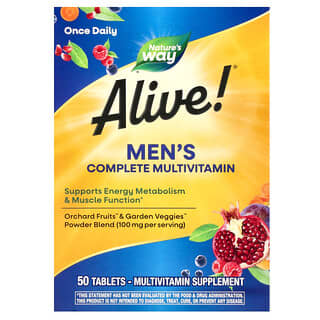 ناتشرز واي‏, Alive!، فيتامينات متعددة كاملة للرجال لمنح الطاقة، 50 قرصًا