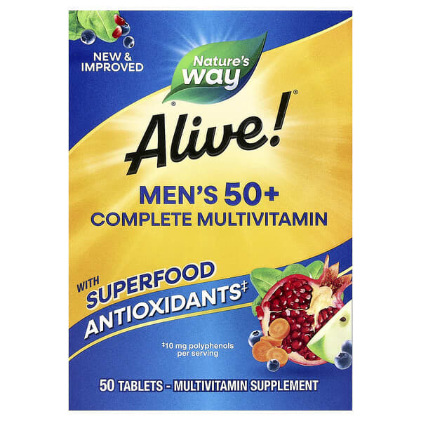 Alive!® Men's 50+ Complete Multivitamin, 50 Tablets