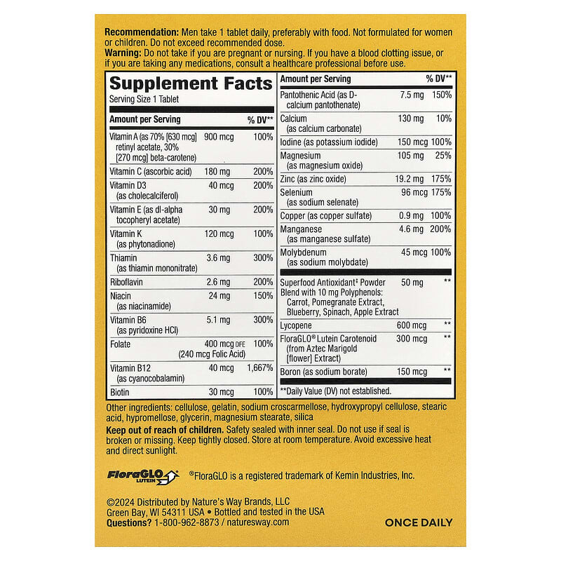 Купить Natures Way, Alive! полноценный поливитаминный комплекс для мужчин старше 50 лет, 50 таблеток