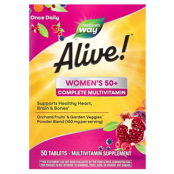 Nature's Way, Alive! วิตามินรวมสูตรครบถ้วนสำหรับผู้หญิงวัย 50+ บรรจุ 50 เม็ด