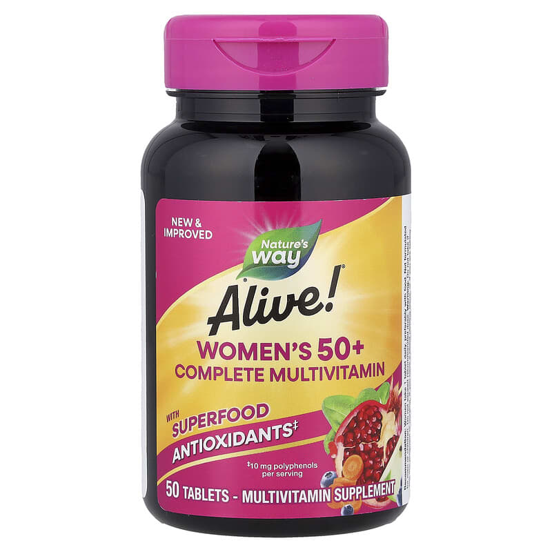 Купить Natures Way, Alive! полноценный мультивитаминный комплекс для женщин старше 50 лет, 50 таблеток