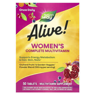 Nature's Way, Alive!, Suplemento multivitamínico completo para mujeres, 50 comprimidos
