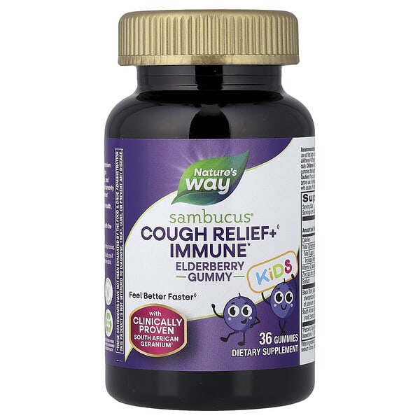 Kids Cough Relief + Immune Gummy, Elderberry, 36 Gummies