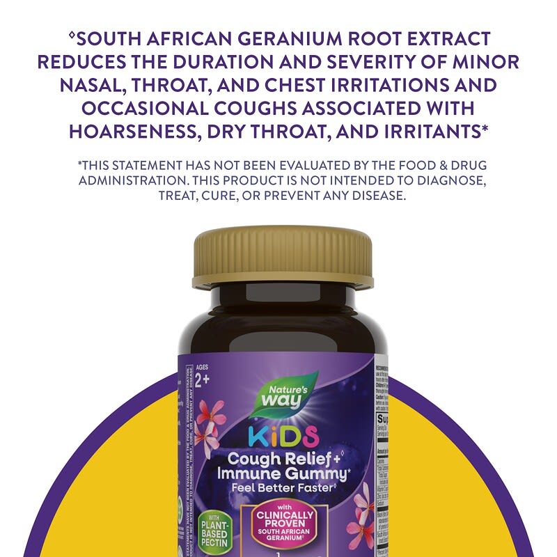 Nature's Way, Sambucus Relief, Immune Support, For Kids, 2+, Elderberry + South African Geranium, 36 Gummies
