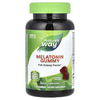 Nature's Way, Permen Jeli Melatonin, Strawberry Delight (rasa stroberi), 5 mg, 120 Permen Jeli (2,5 mg per Permen Jeli)