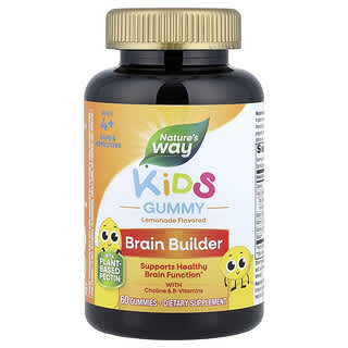 Nature's Way, Børn, Brain Builder Gummi, Fra 4 år, Lemonade, 60 vingummier