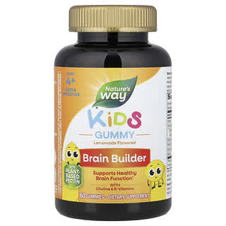 Nature's Way, Kids, Brain Builder, добавка для поддержки работы мозга, для детей от 4 лет, со вкусом лимонада, 60 жевательных таблеток