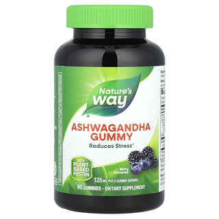 Nature's Way, Ашваганда жевательные мармеладки, ягодные, 125 мг, 90 жевательных таблеток