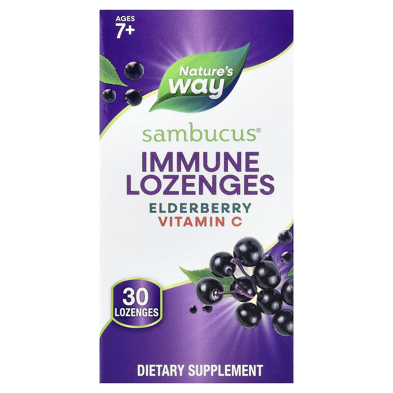 Nature's Way Sambucus Immune Lozenges – Elderberry + Vitamin C – 30 pastilles de Nature's Way