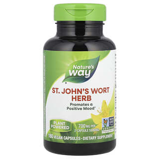 Nature's Way, St. John‘s Wort Herb, Johanniskraut, 700 mg, 180 vegane Kapseln (350 mg pro Kapsel)