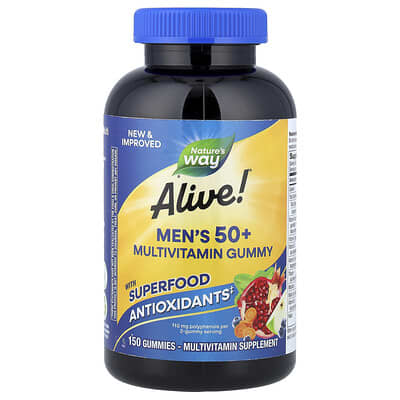 Nature's Way, Alive!® Gummy Multivitamin for Men 50+, Fruit Flavor, 150 Gummies
