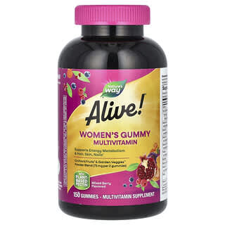 Nature's Way, Alive!, комплекс жувальних мультивітамінів для жінок, суміш ягід, 150 жувальних мармеладок