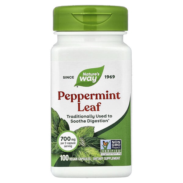 Nature's Way Peppermint Leaf, 100 Vegan Capsules (350 mg per Capsule)