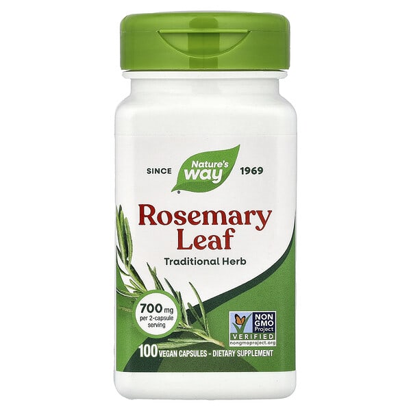 Rosemary Leaf, 100 Vegan Capsules (350 mg per Capsule)