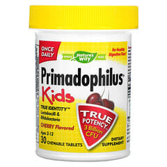 ناتشرز واي‏, مكمل Primadophilus، للأطفال من عمر 2-12 عام، بنكهة الكرز، 3 مليار وحدة تشكيل مستعمرة، 30 قرص قابل للمضغ
