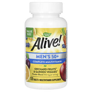 Nature's Way, Alive! Men‘s 50+ Complete Multivitamin, komplettes Multivitamin für Männer ab 50, 130 Tabletten