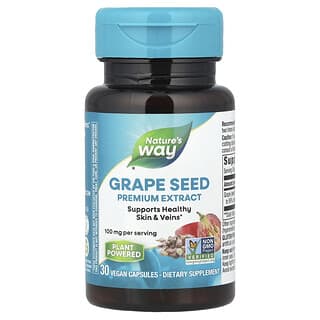 Nature's Way, Extracto prémium de semilla de uva, 100 mg, 30 cápsulas veganas