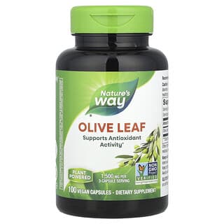 Nature's Way, Folha de Oliveira, 1.500 mg, 100 Cápsulas Veganas (500 mg por Cápsula)