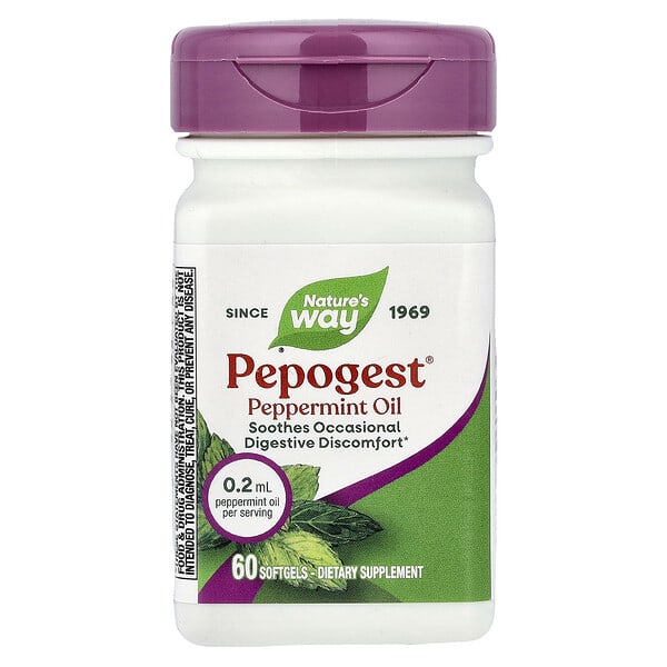 Nature's Way, Pepogest，薄荷油，0.2 毫克，60 粒軟膠囊