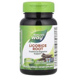 Nature's Way, Racine de réglisse, 900 mg, 100 capsules vegan (450 mg pièce)