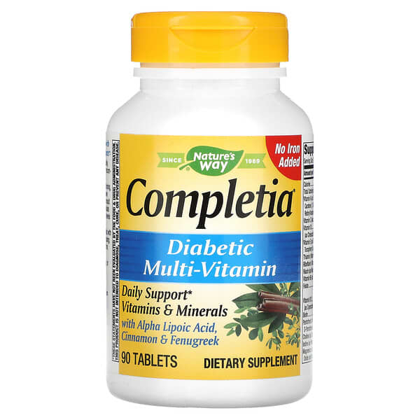 Nature's Way, Completia, Diabetic Complete Multi-Vitamin, eisenfrei, 90 Tabletten