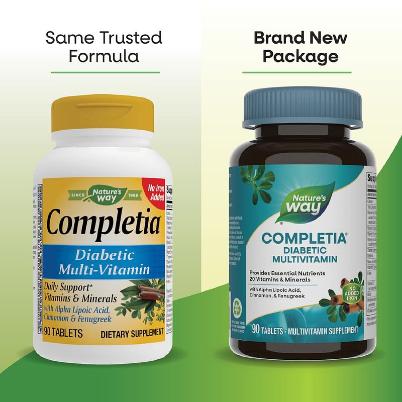 Nature's Way, Completia, Diabetic Complete Multi-Vitamin, eisenfrei, 90 Tabletten