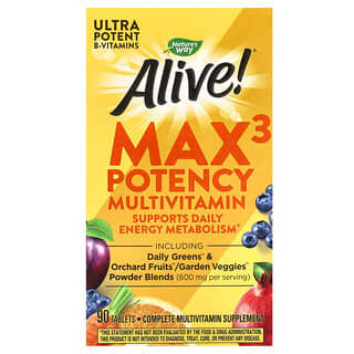 Nature's Way‏, Alive!‎ Max3 Potency, מולטי-ויטמין, 90 טבליות