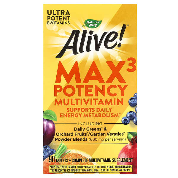 Nature's Way, Alive! Max3 Potency Multivitamin, 90 Tablets