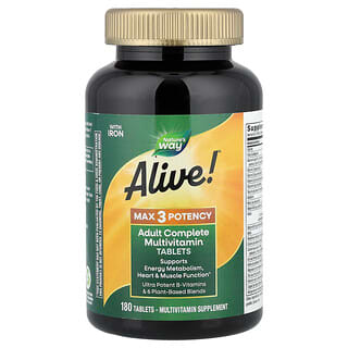 Nature's Way, Vivo! Multivitamínico Completo para Adultos Max3 Potency, Com Ferro, 180 Comprimidos
