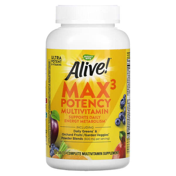 Nature's Way, Alive! Max3 Potency, мультивитамины, 180 таблеток
