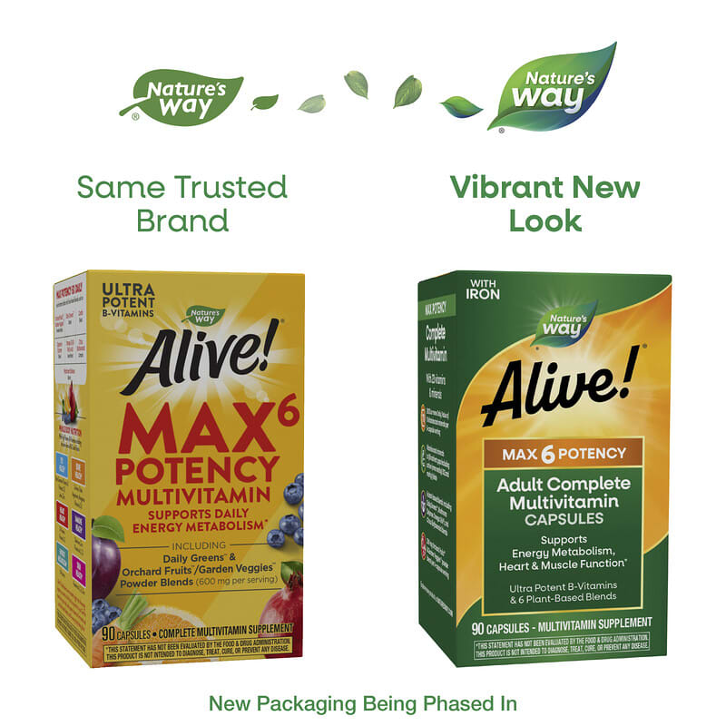 Alive!® Max 6 Potency, Adult Complete Multivitamin, With Iron, 90