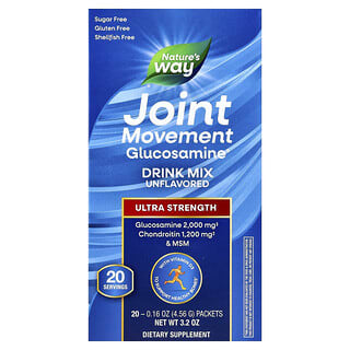 Nature's Way, Joint Movement Glucosamine®, смесь для приготовления напитков, с повышенной силой действия, без ароматизаторов, 20 пакетиков по 4,56 г (0,16 унции)